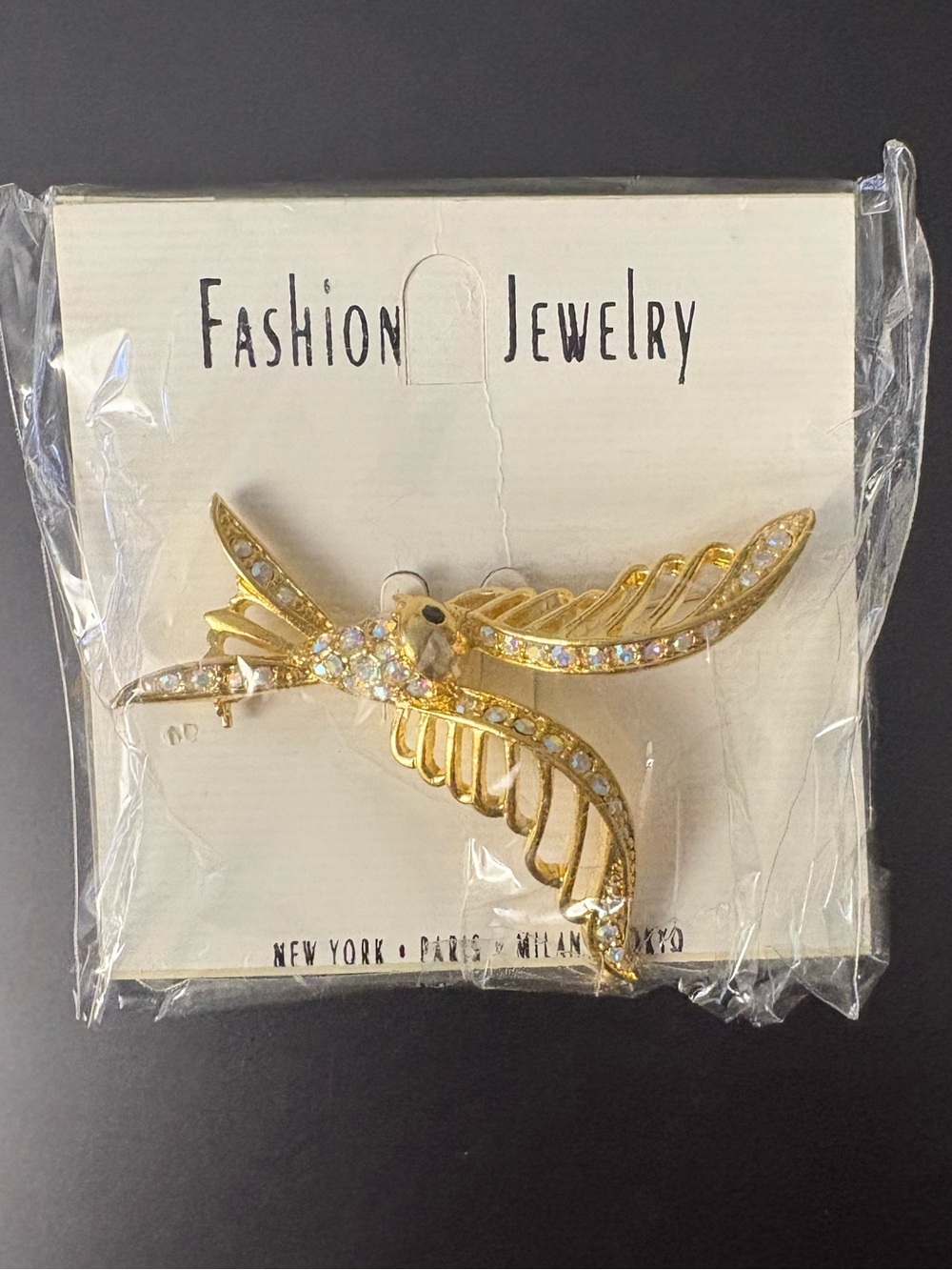 🦖5 for $20 Vintage hummingbird brooch with ab rhinestones| deadstock | nwt